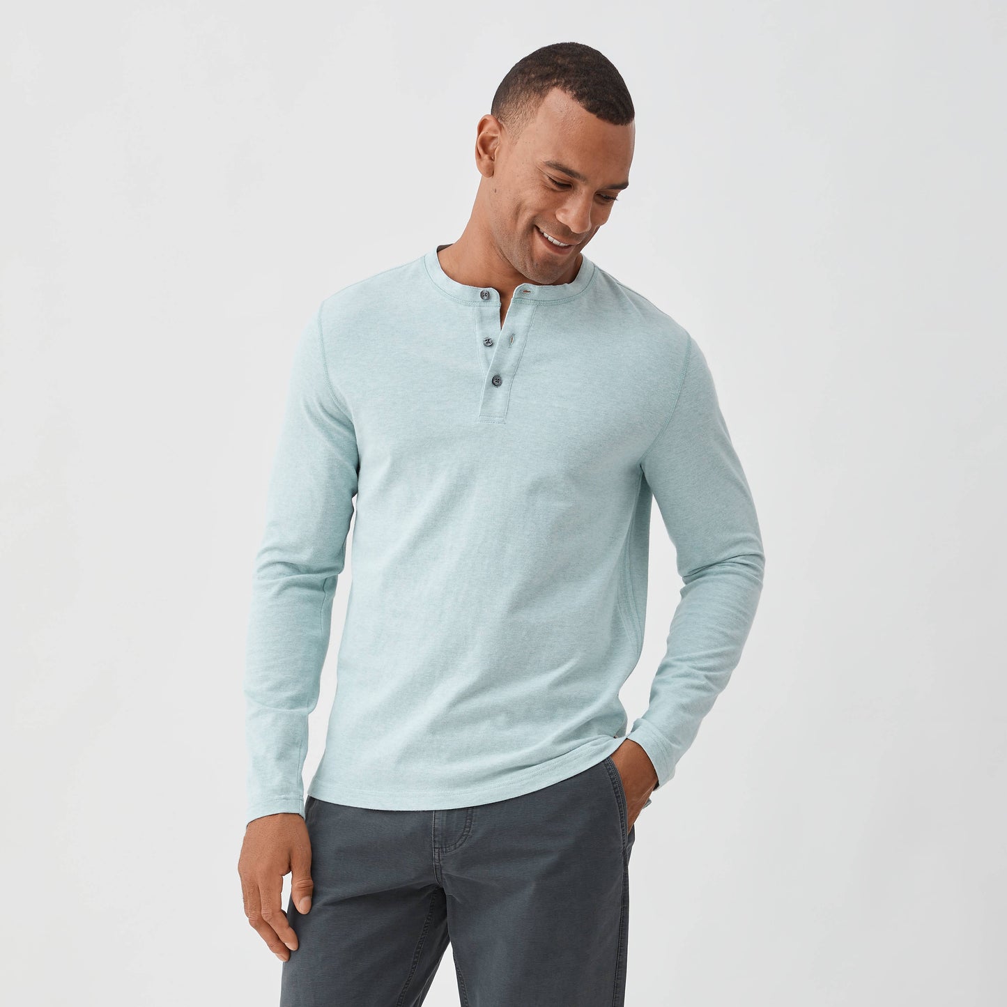 Sean Sueded Jersey Henley / Green Heather