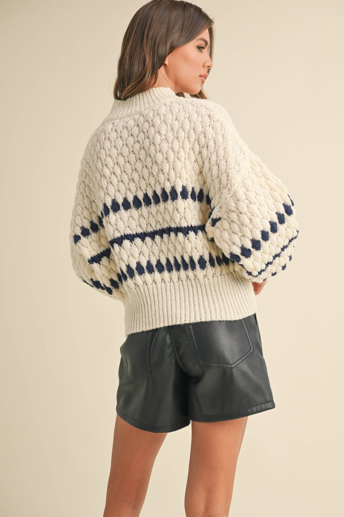 Color Popped Sweater Cream and Navy