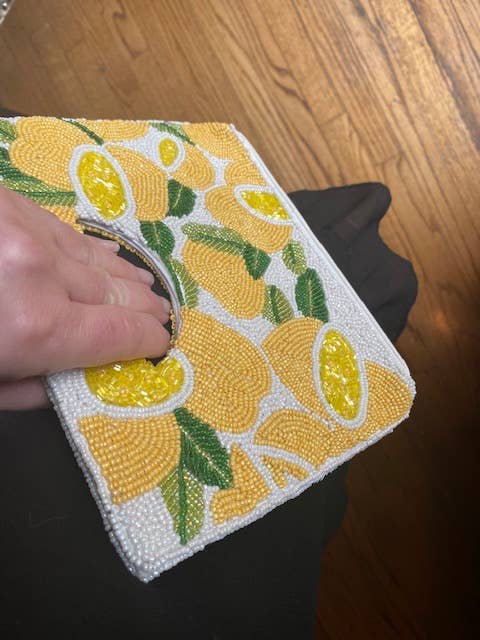 Beaded Cut Out Lemon Clutch
