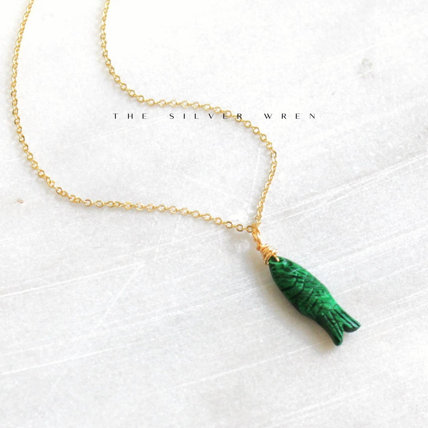 Gemstone Fish Pendant Necklace / Blue Lapis
