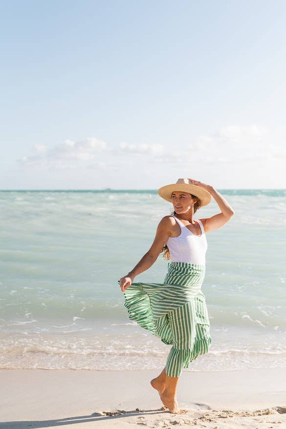 Sarong / Vienna Green and White Stripe O/S