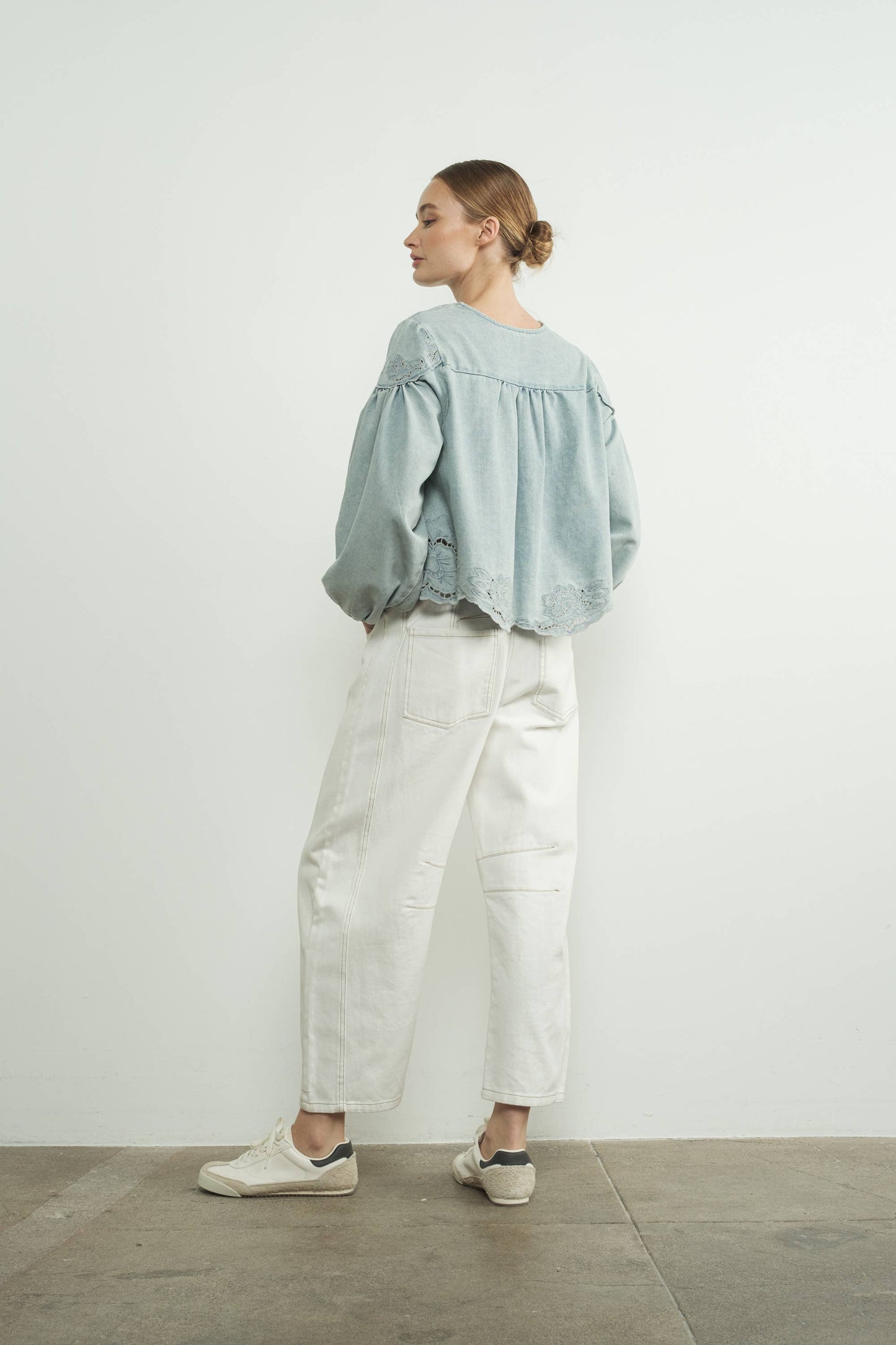 Embroidered Denim Blouse