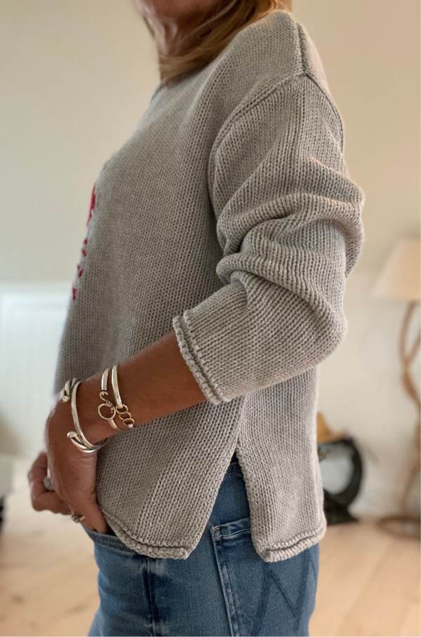 Tops / Chloe Roll Neck Lobster Tree Sweater / Grey