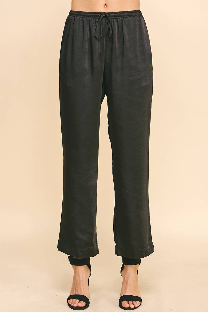 Satin Straight Leg Pant Navy