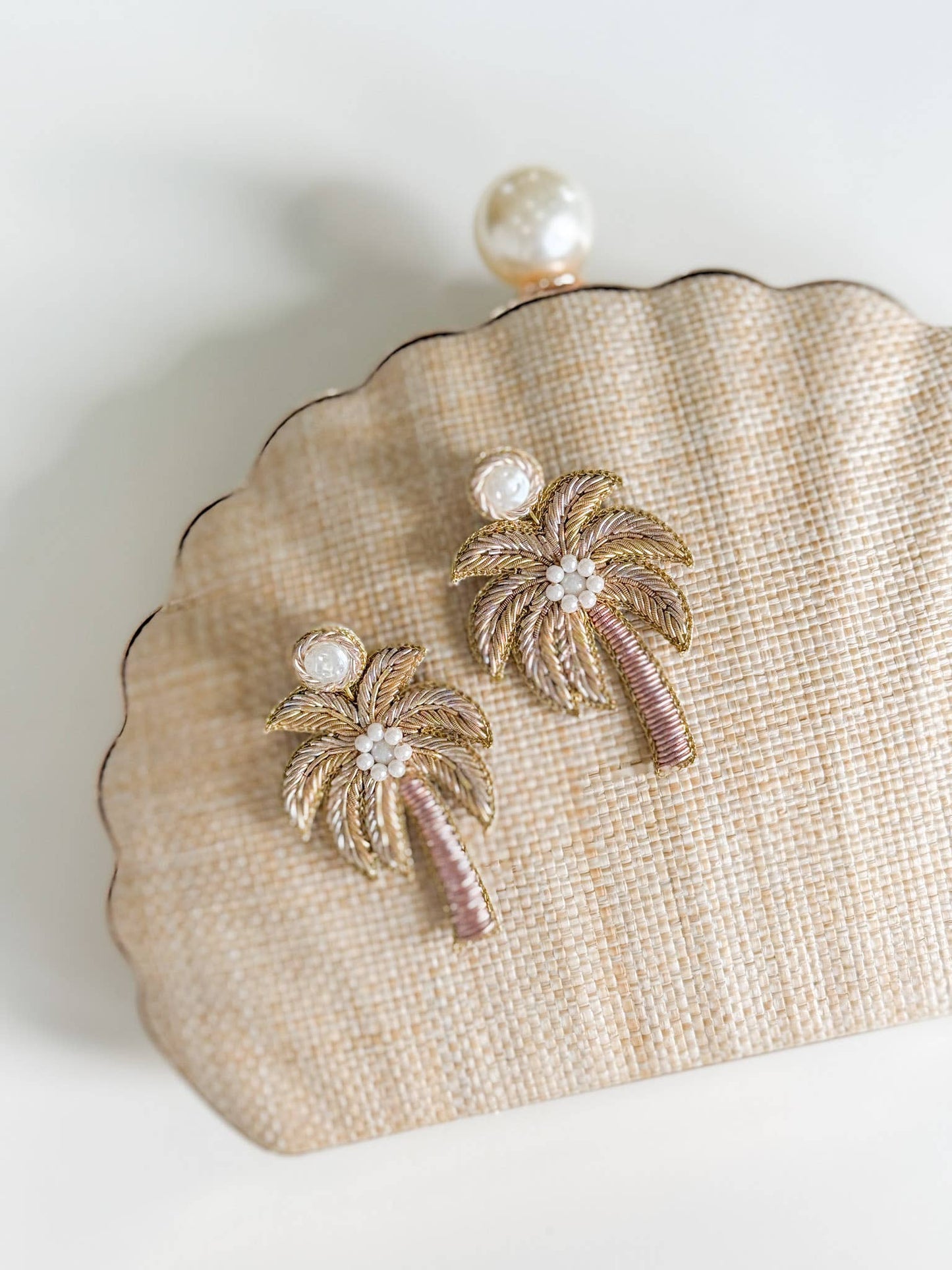 Earrings / Beaded Gold Palm Tree