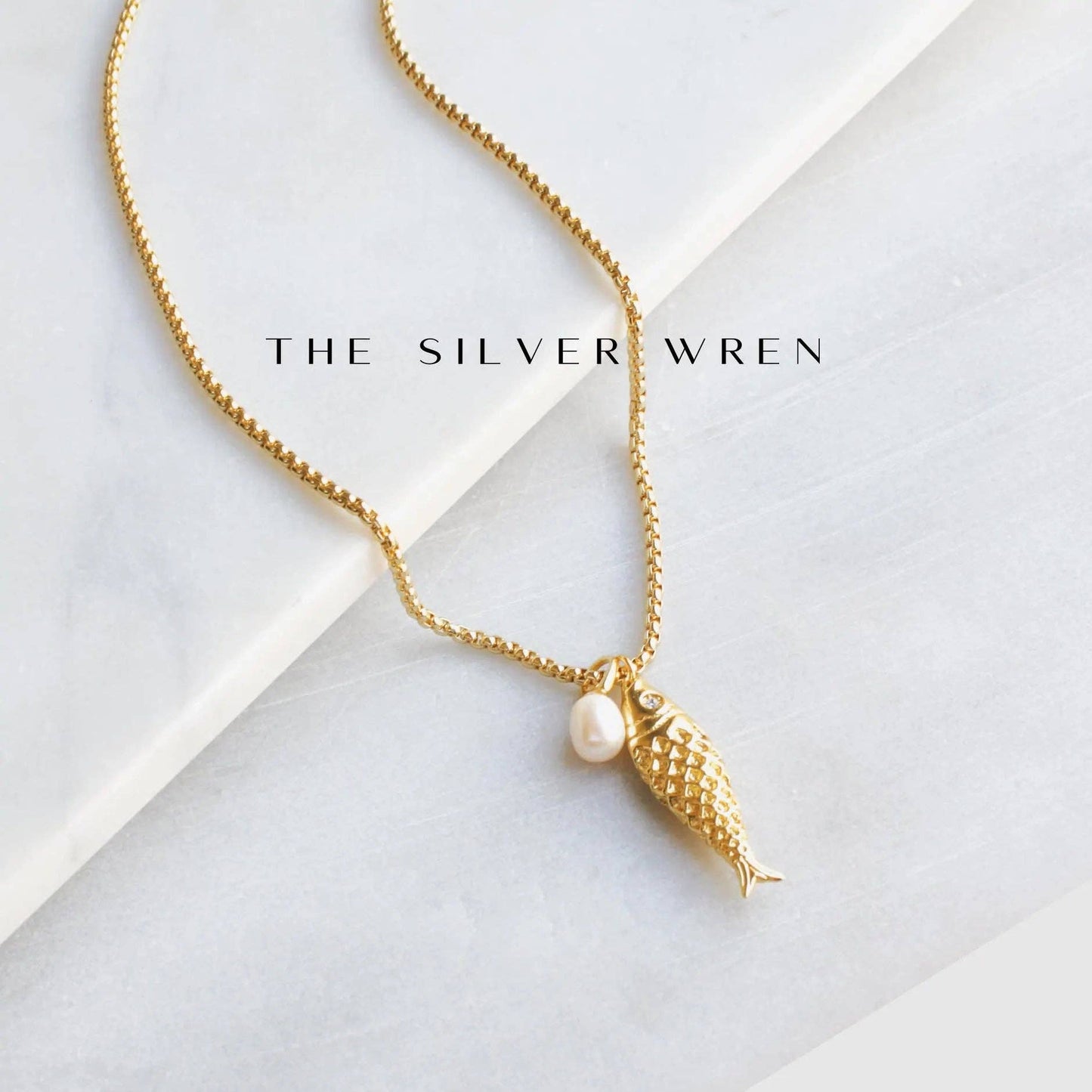 Pearl & Gold Fish Pendant Necklace