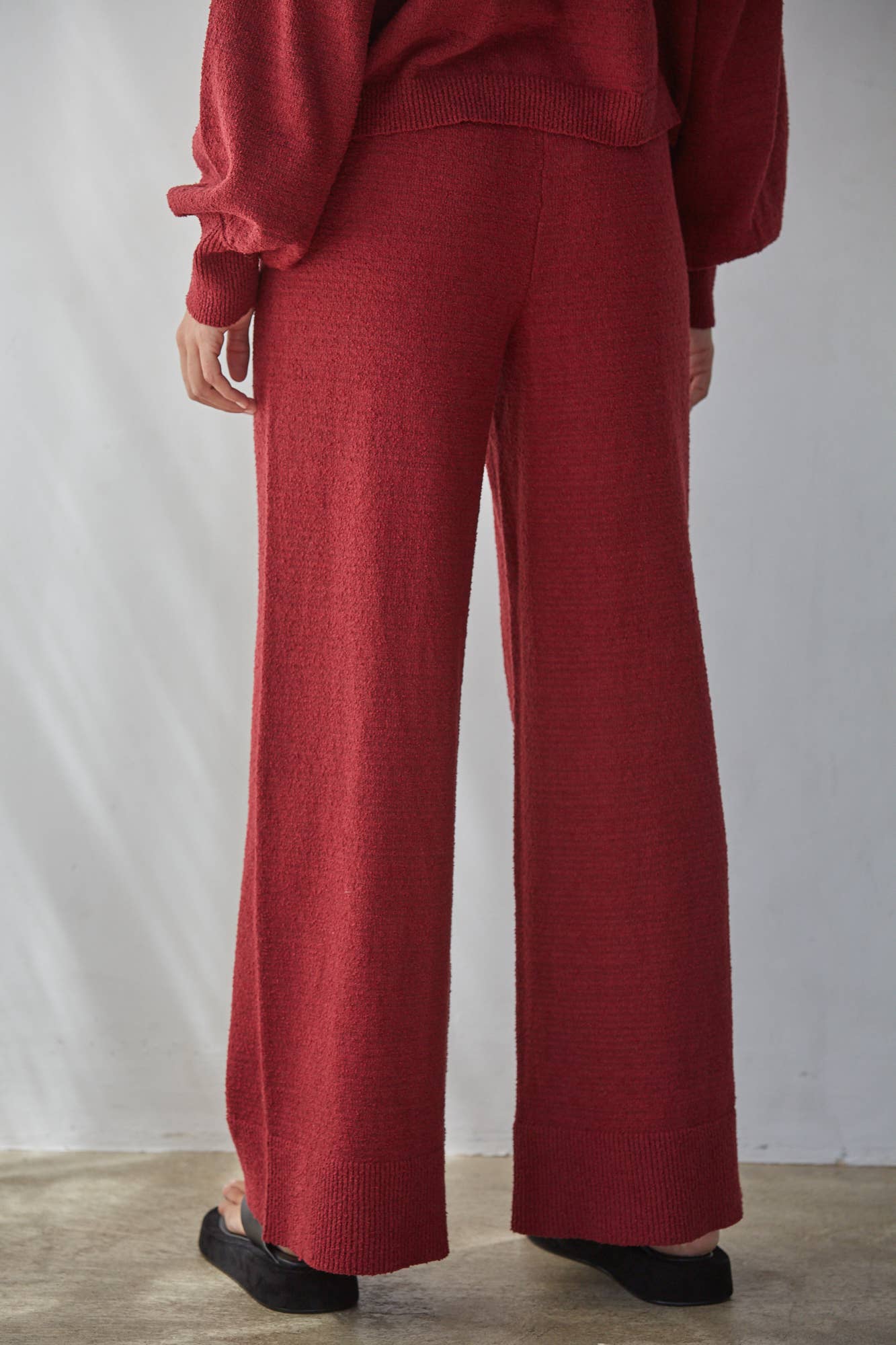 Pants / Sweater Knit Wide Leg / Wine