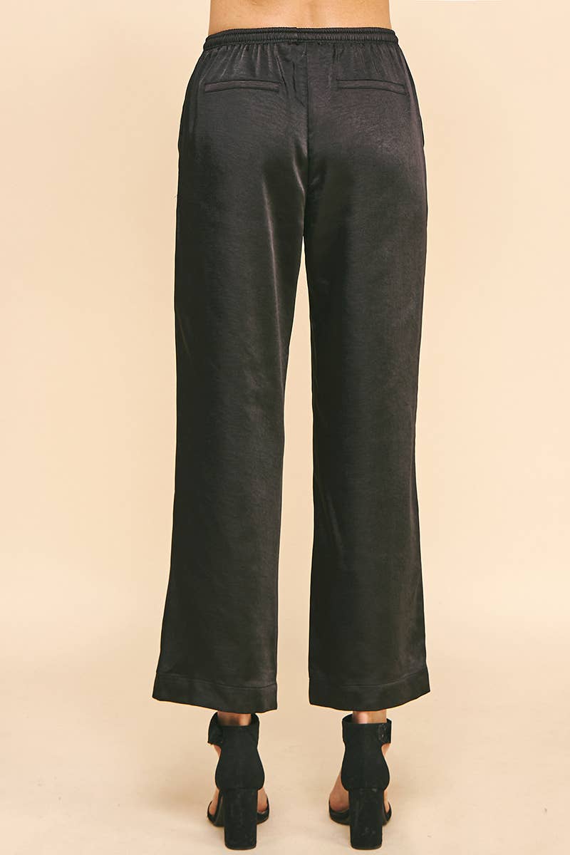 Satin Straight Leg Pant Navy