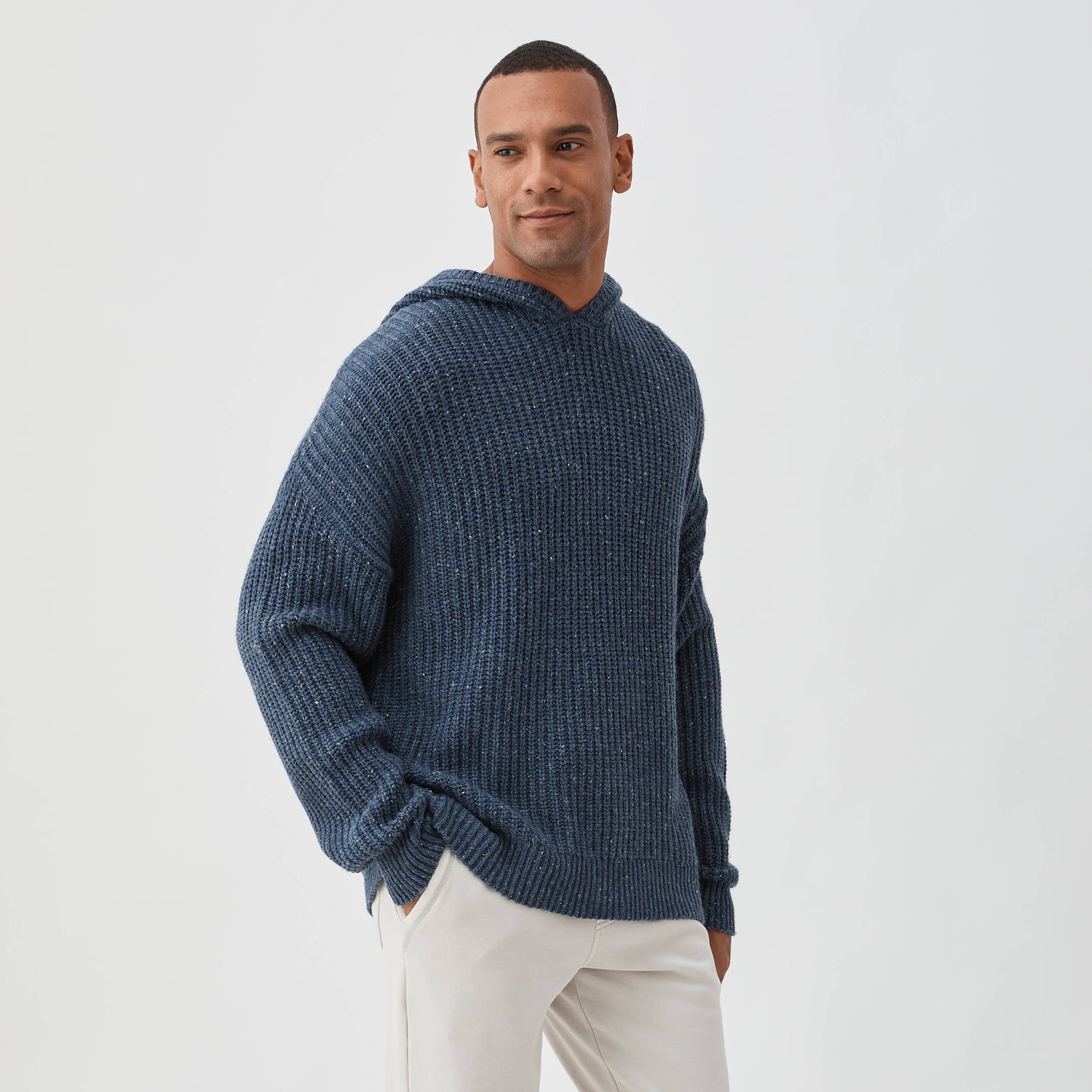 Stan Knit Hooded Sweater / Navy Heather