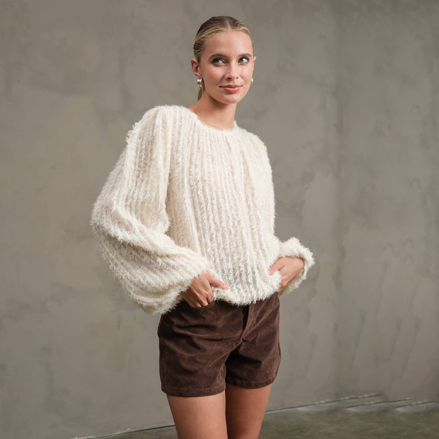 The Holiday Shimmer Sweater / Cream
