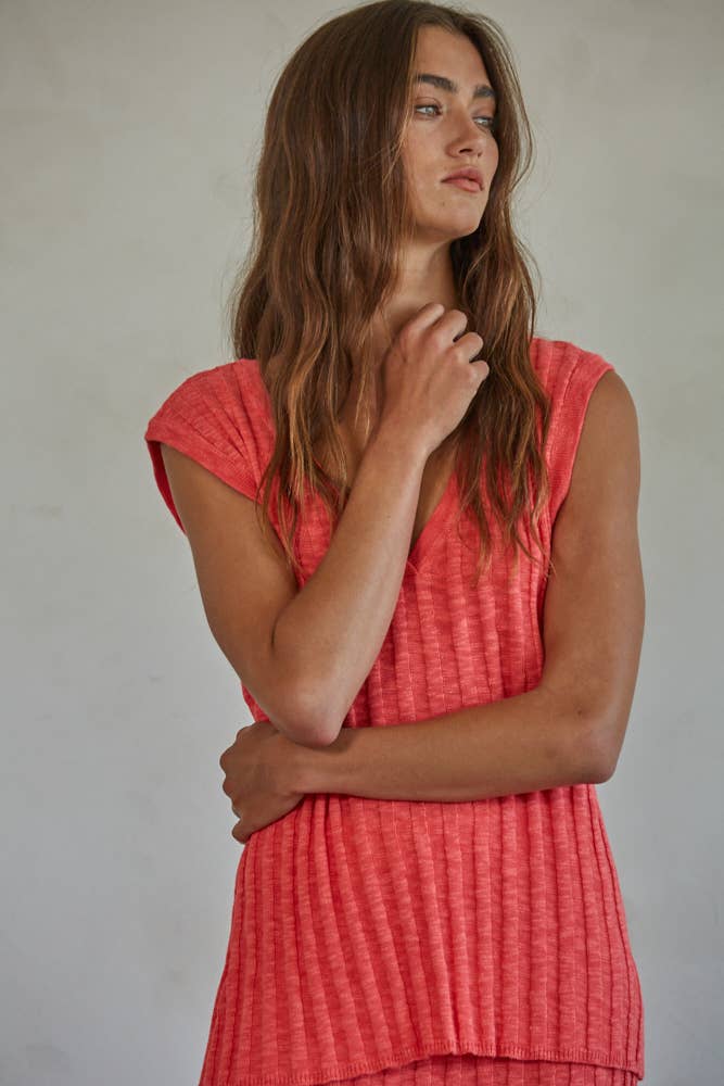 Isla Vest Top Deep Coral