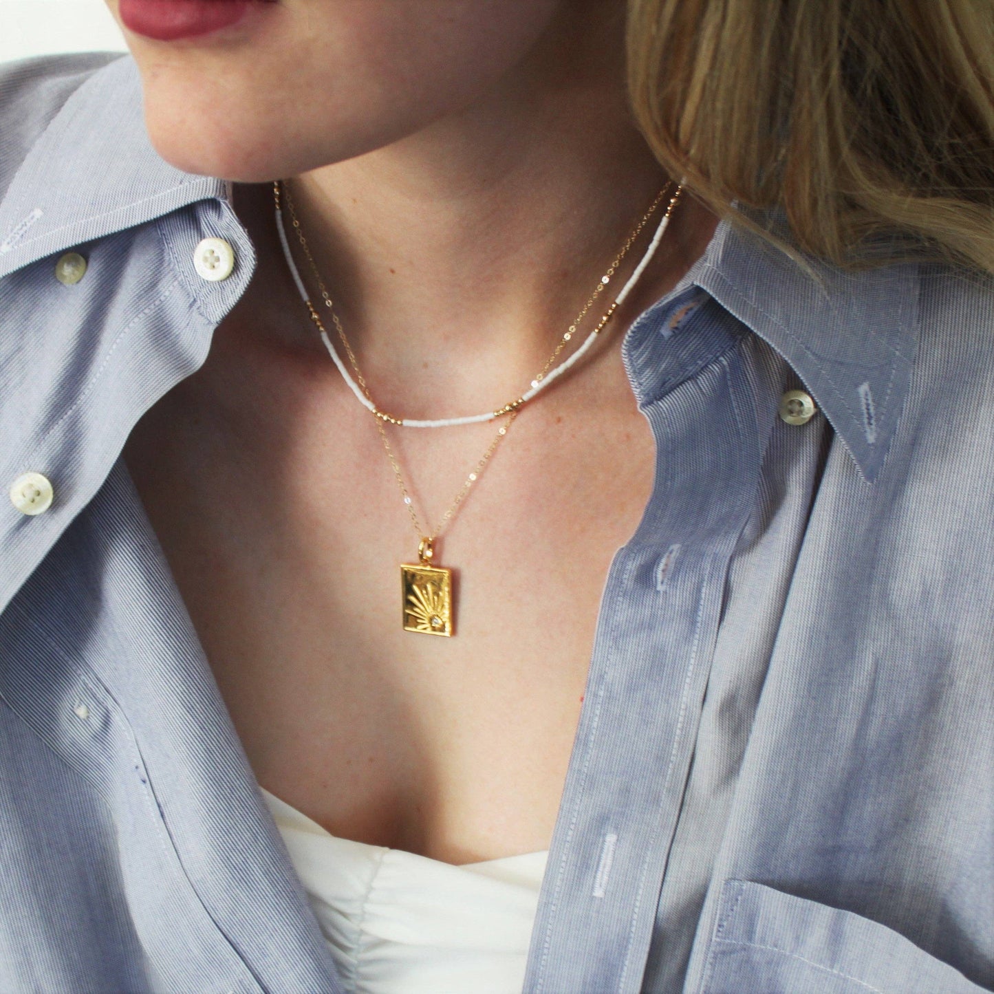 Harmony Beaded Necklace / White