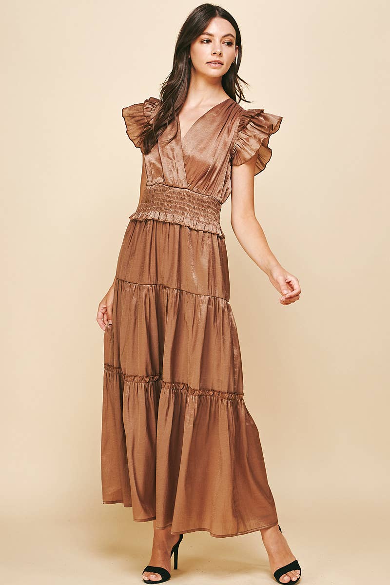Satin Tiered Maxi Dress