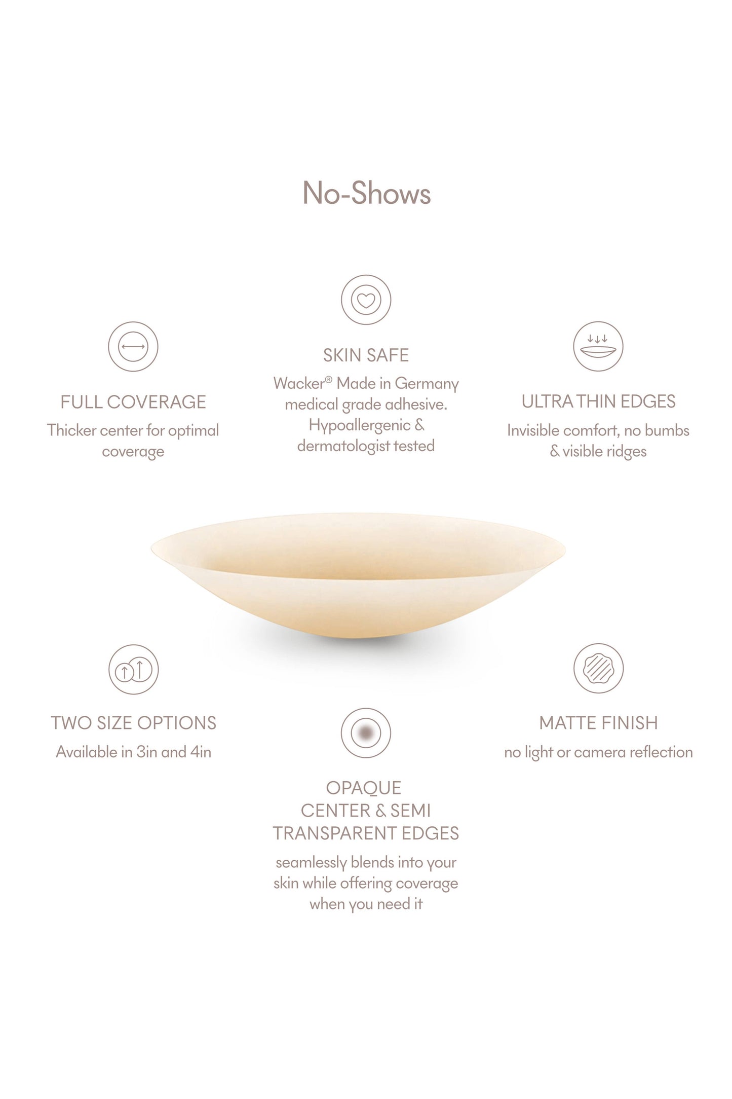 No-Show / Reusable Adhesive Nipple Covers / Buff / 3in.