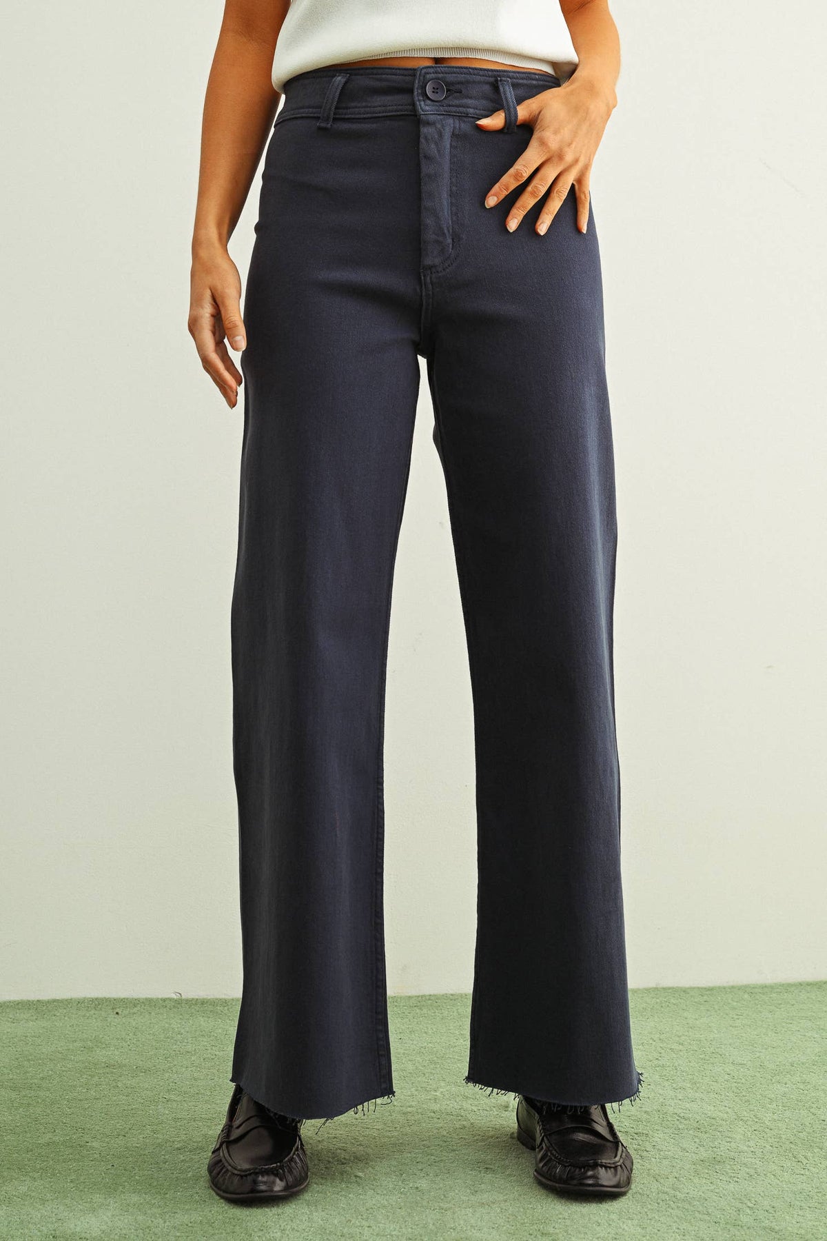 Pants / Straight Wide Leg Denim / Dark Wash
