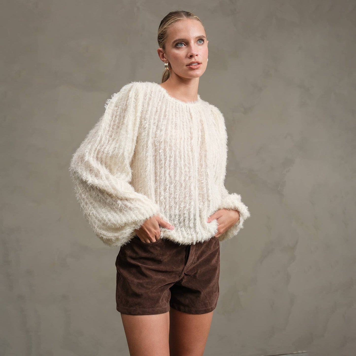The Holiday Shimmer Sweater / Cream