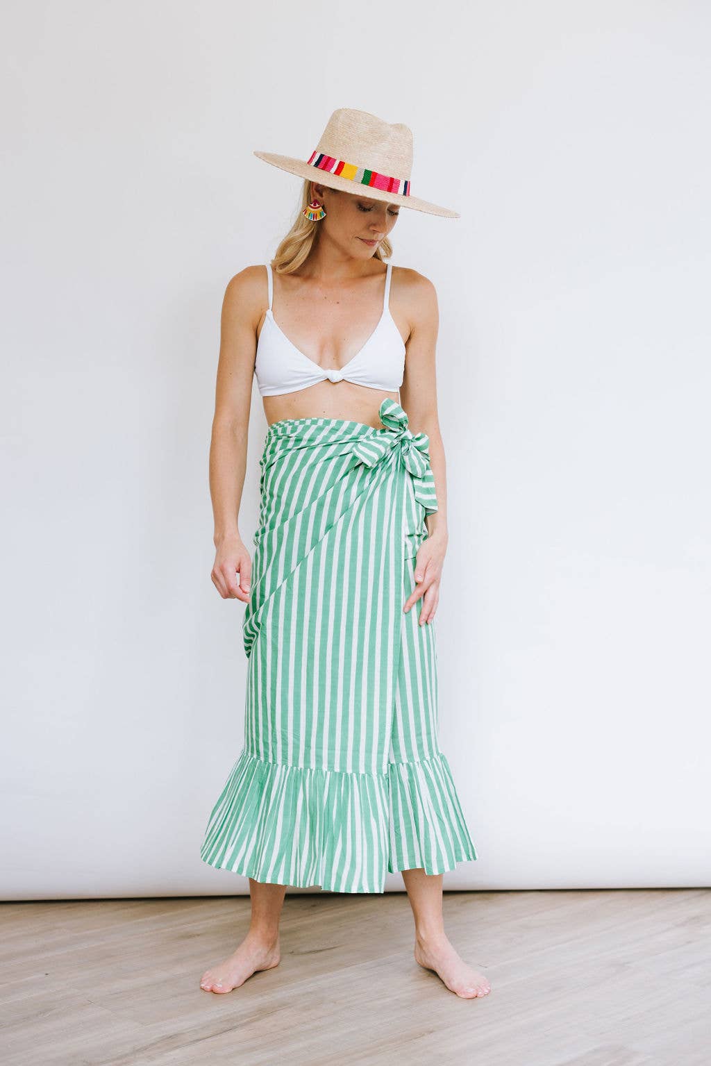 Sarong / Vienna Green and White Stripe O/S