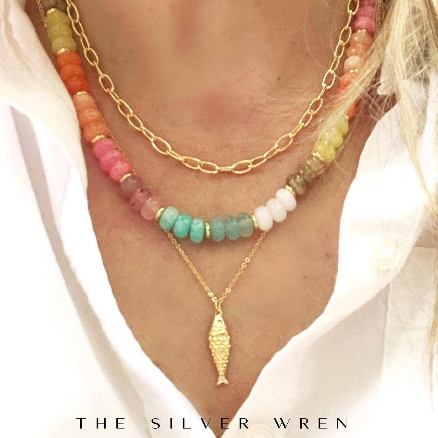 Alma Gold Fish Pendant Necklace