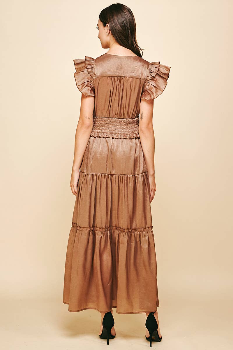 Satin Tiered Maxi Dress