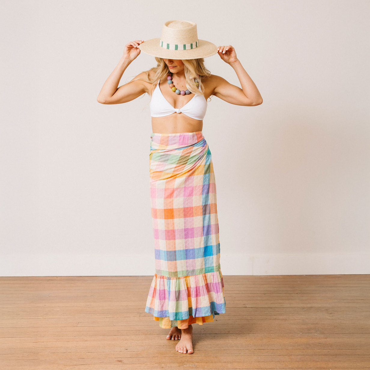 Sarong / Rainbow Plaid Vienna / One Size