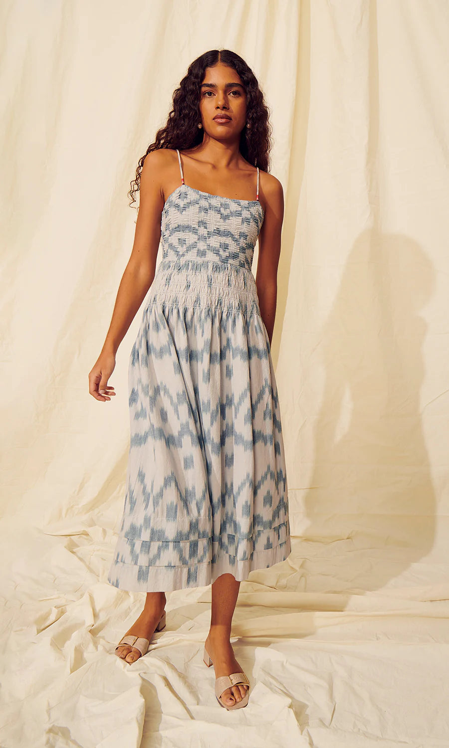 The Adalene Indigo Midi Dress