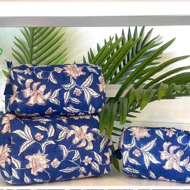 Floral Color Block Cosmetic Bag