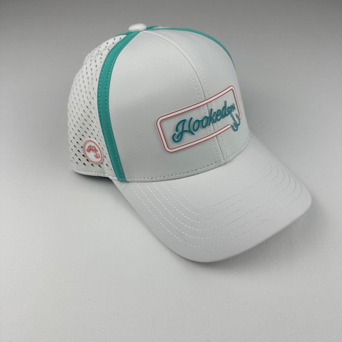 Hooked On x Fury Ace Cap White/Teal with Red