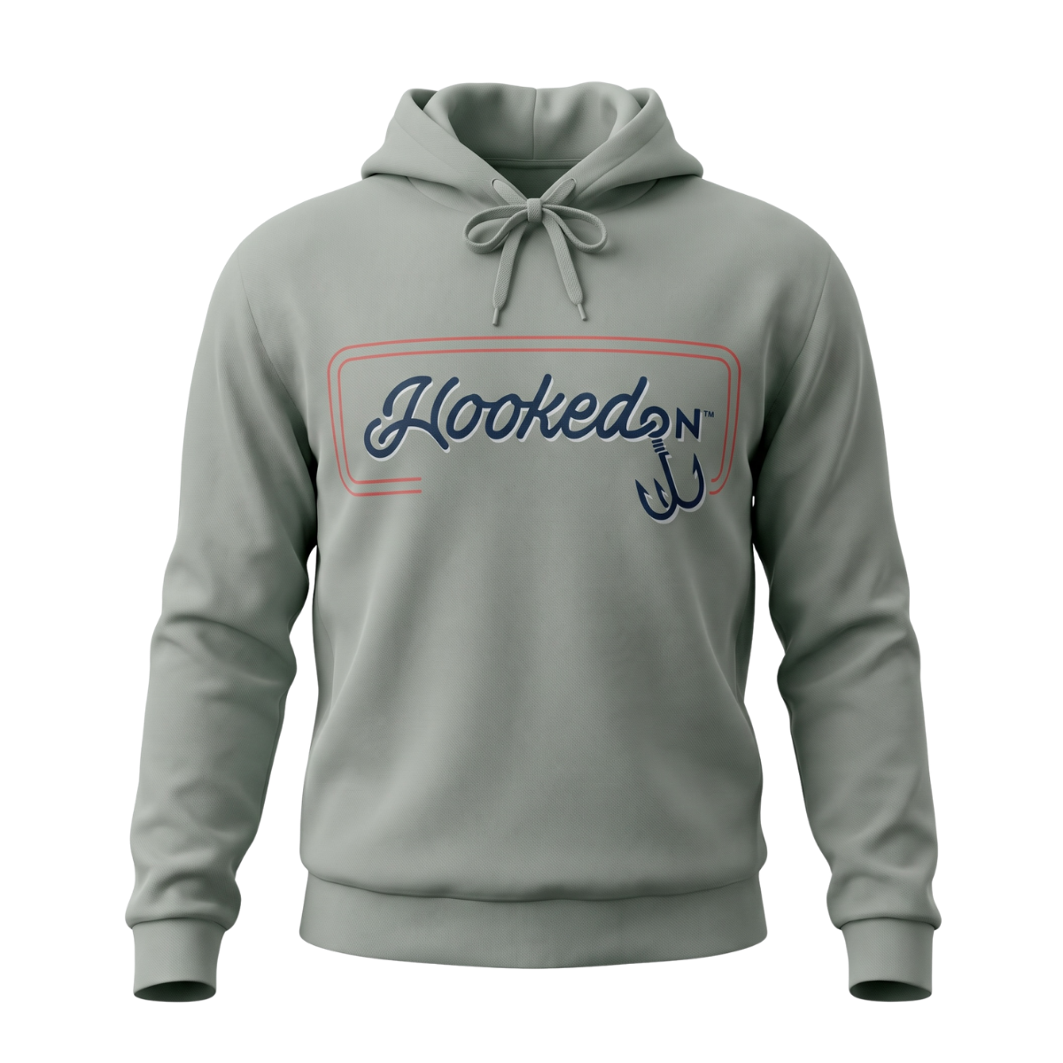 Hooked On Customizable Hoodie / Sage with Red, White, Blue 3D Logo