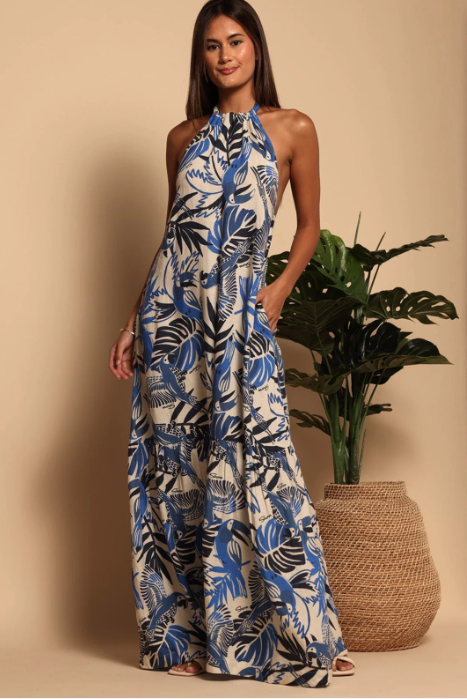 The Hannah Halter Maxi - Parrot Blues