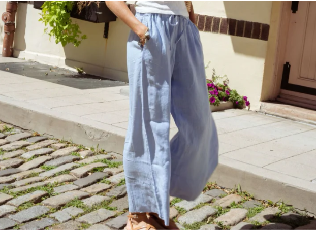 The Linen Palazzo Pant / Sky Blue
