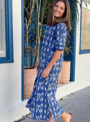 The Anne Maxi Dress / Blue Aztec