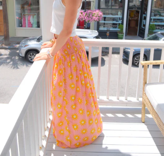 The Serena Maxi Skirt / Pink Starburst