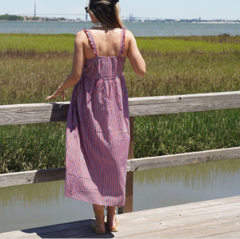 Dresses / The Chloe Midi / Firecracker Stripe