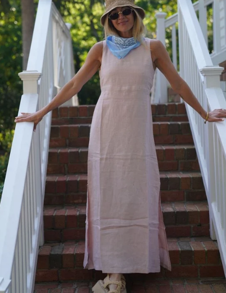 Dresses / Isabella Linen Maxi / Lt Pink