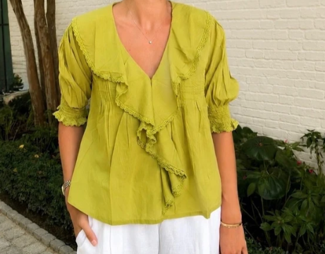 Tops / The Amelia Ruffle Top / Bay Leaf