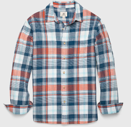 The Brian Washed Slub Twill Plaid - Blue / Rust