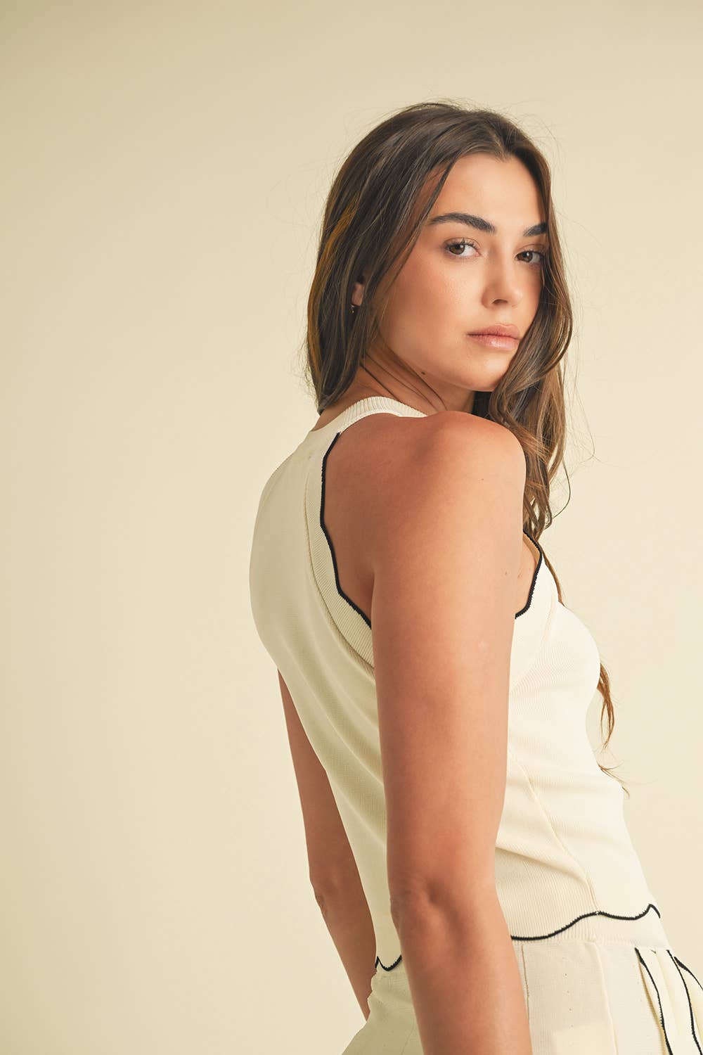 Scallop Edge Knit Halter Top