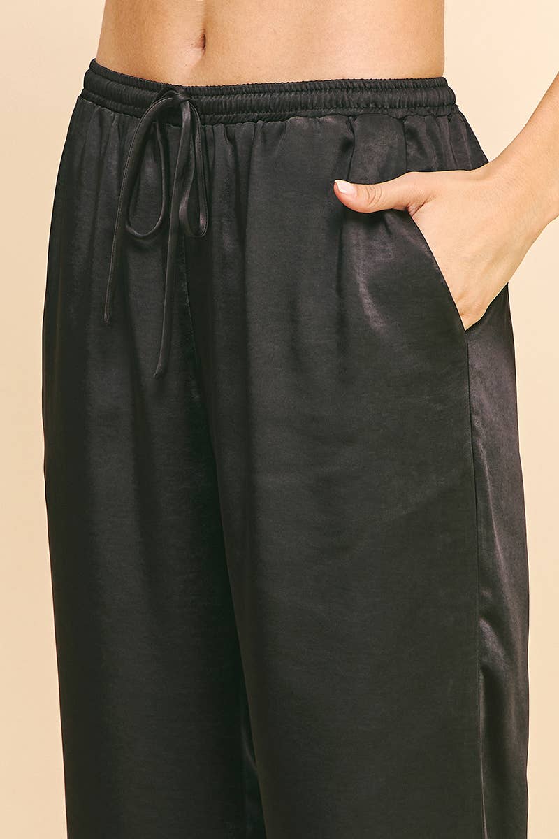 Satin Straight Leg Pant Navy