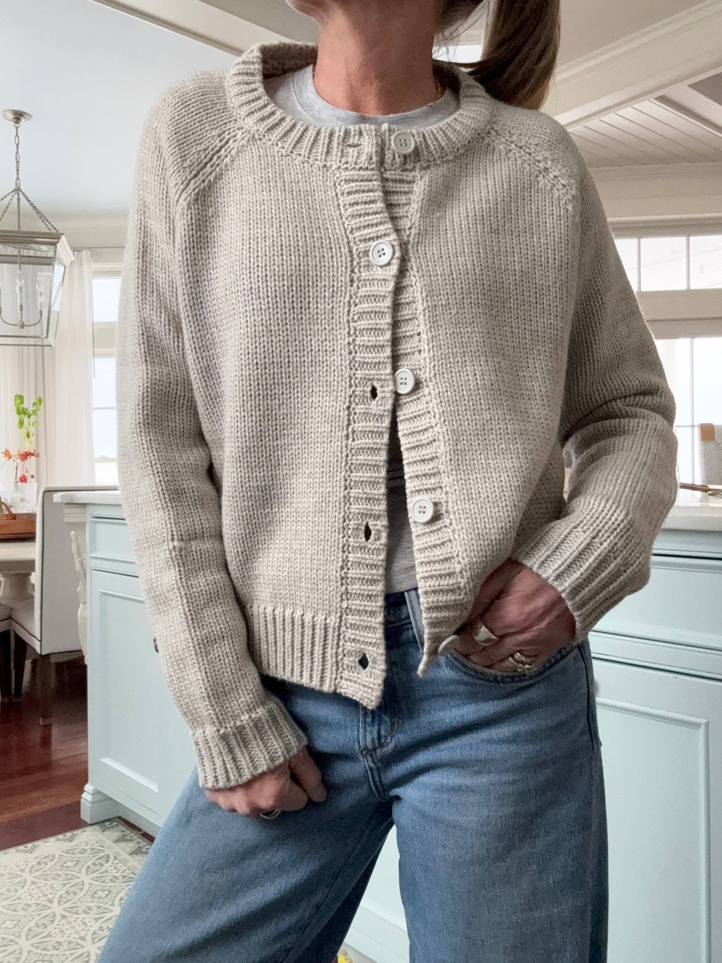 Sweaters / Flag Crop Varsity Cardigan / Grey