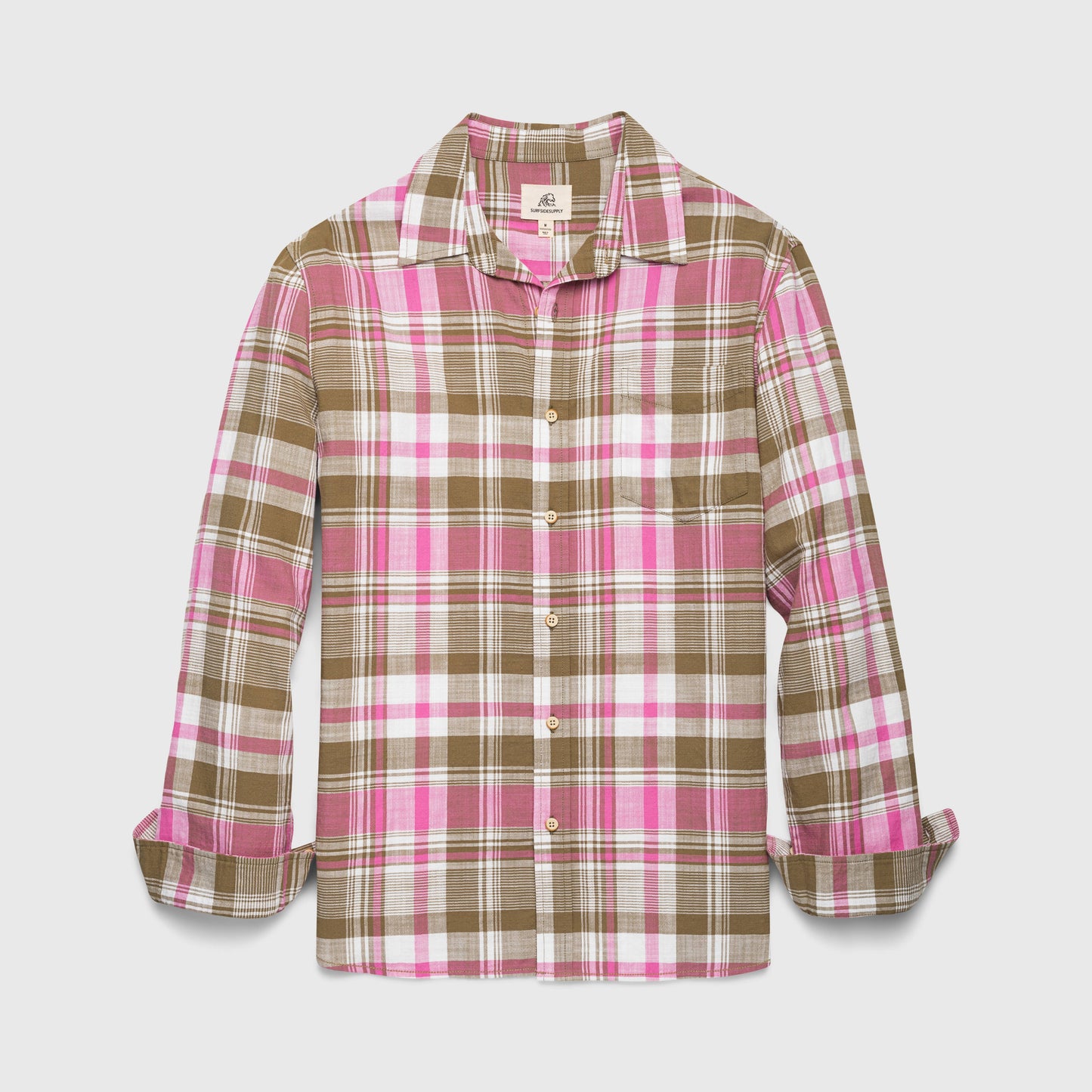 The Brian Washed Slub Twill Plaid - Olive / Rose