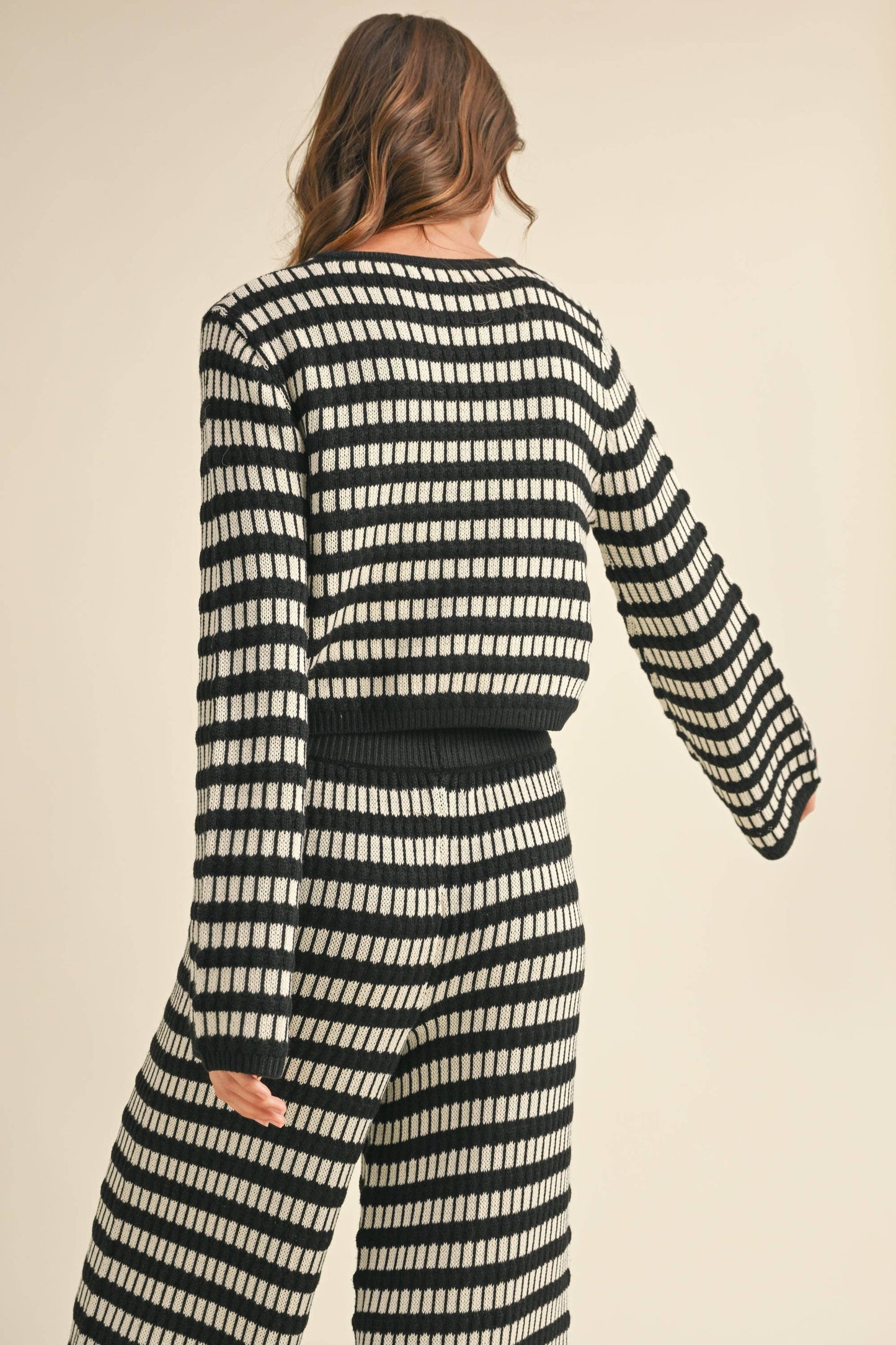 Block Stripe Black and Cream Sweater