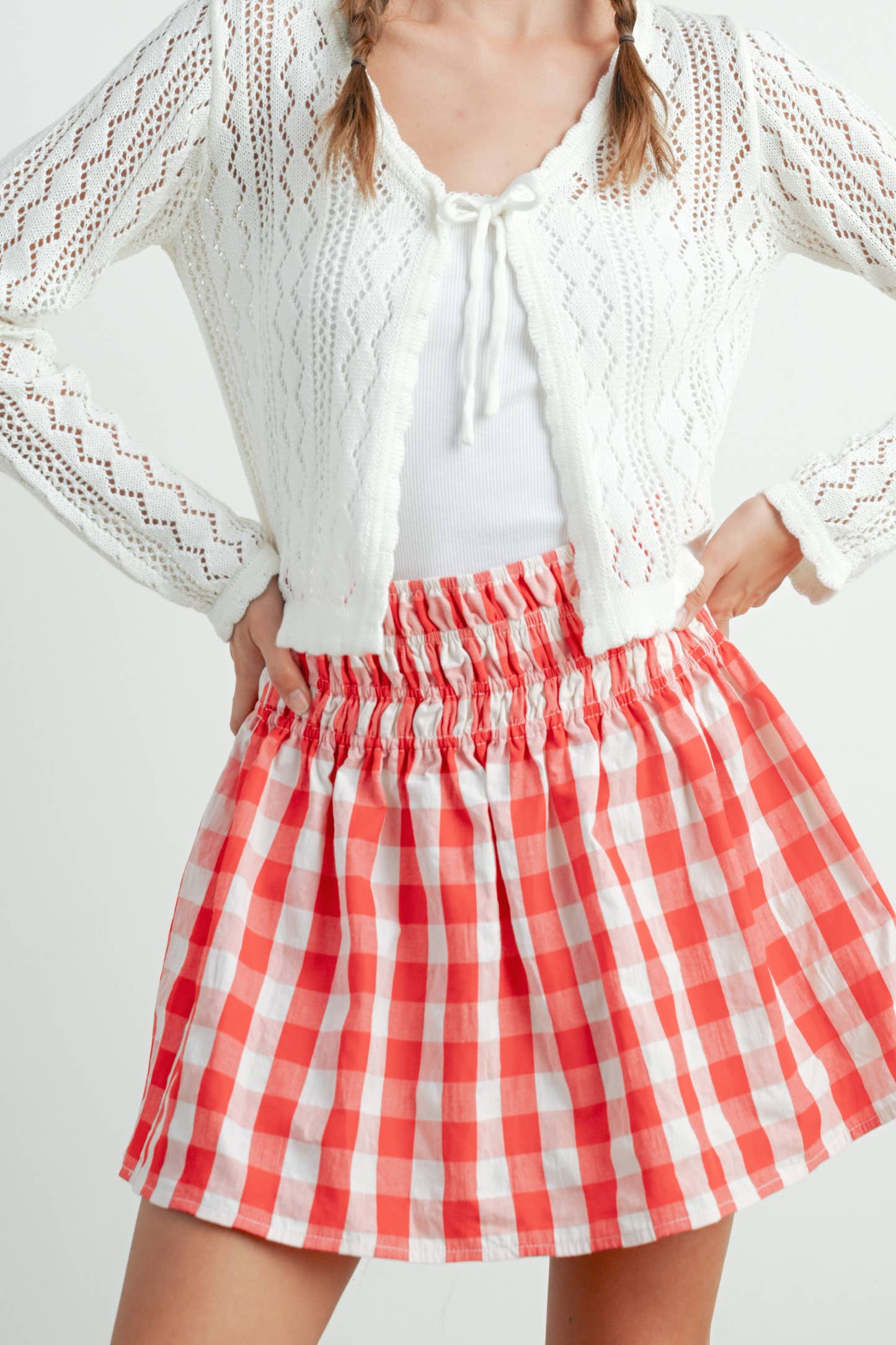 Checked Patterned Skirt / Red