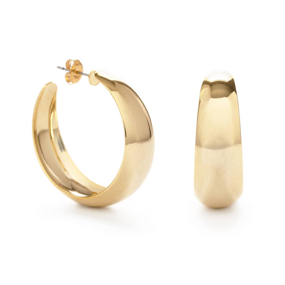 Angie Vintage Hoop Earrings: Medium / Yellow Gold