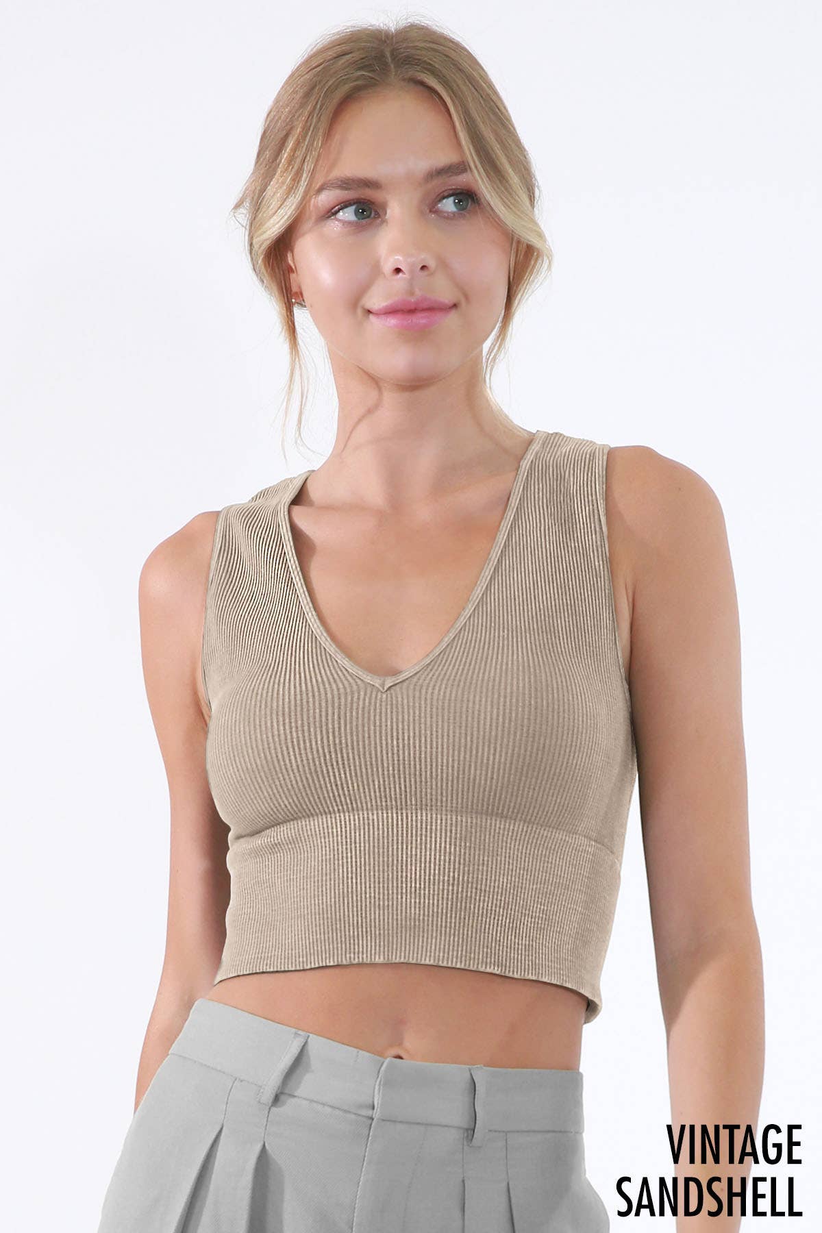 Plunge V-Neck Seamless Crop Top