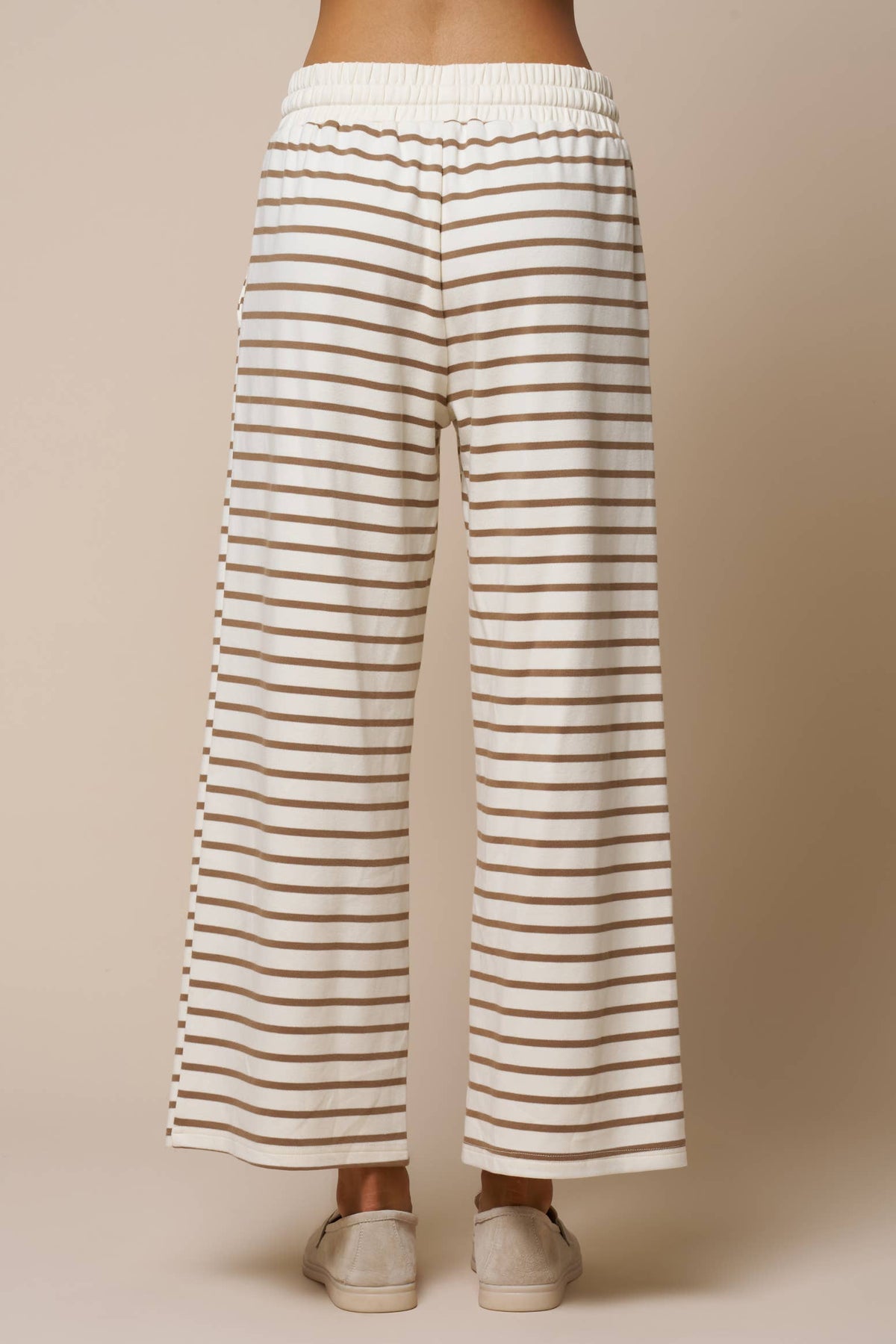 Pants/ Draw Sting Wide Leg / Mauve/Ivory
