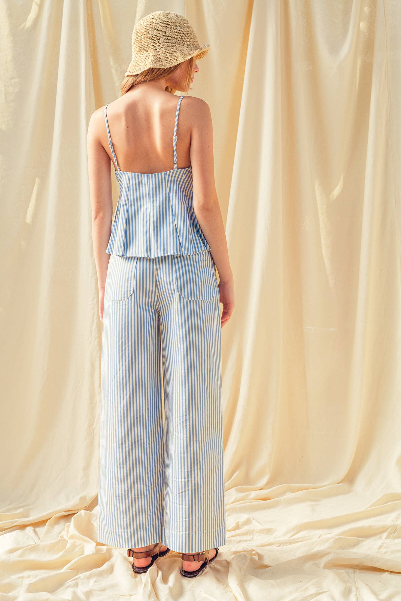 Pants / Front Pocket Stripe Stretch Pants / Lt Blue