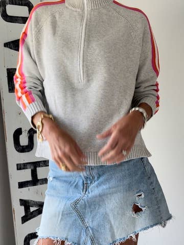 Tops / Retro 1/2 Zip Cotton Sweater