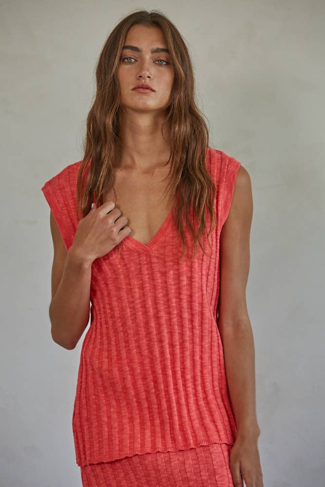 Isla Vest Top Deep Coral