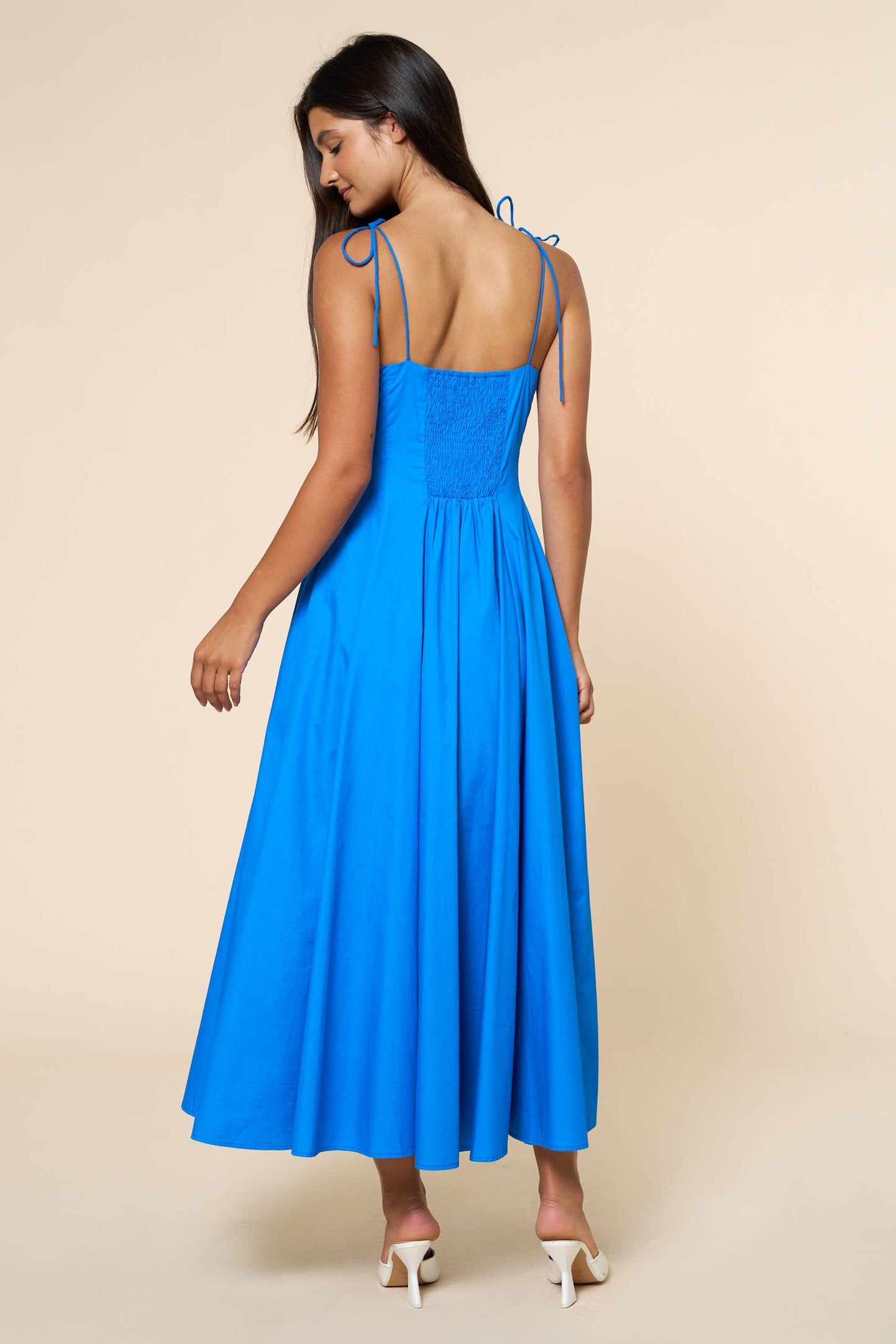 Dress / Tie Shoulder Maxi Dress / Blue