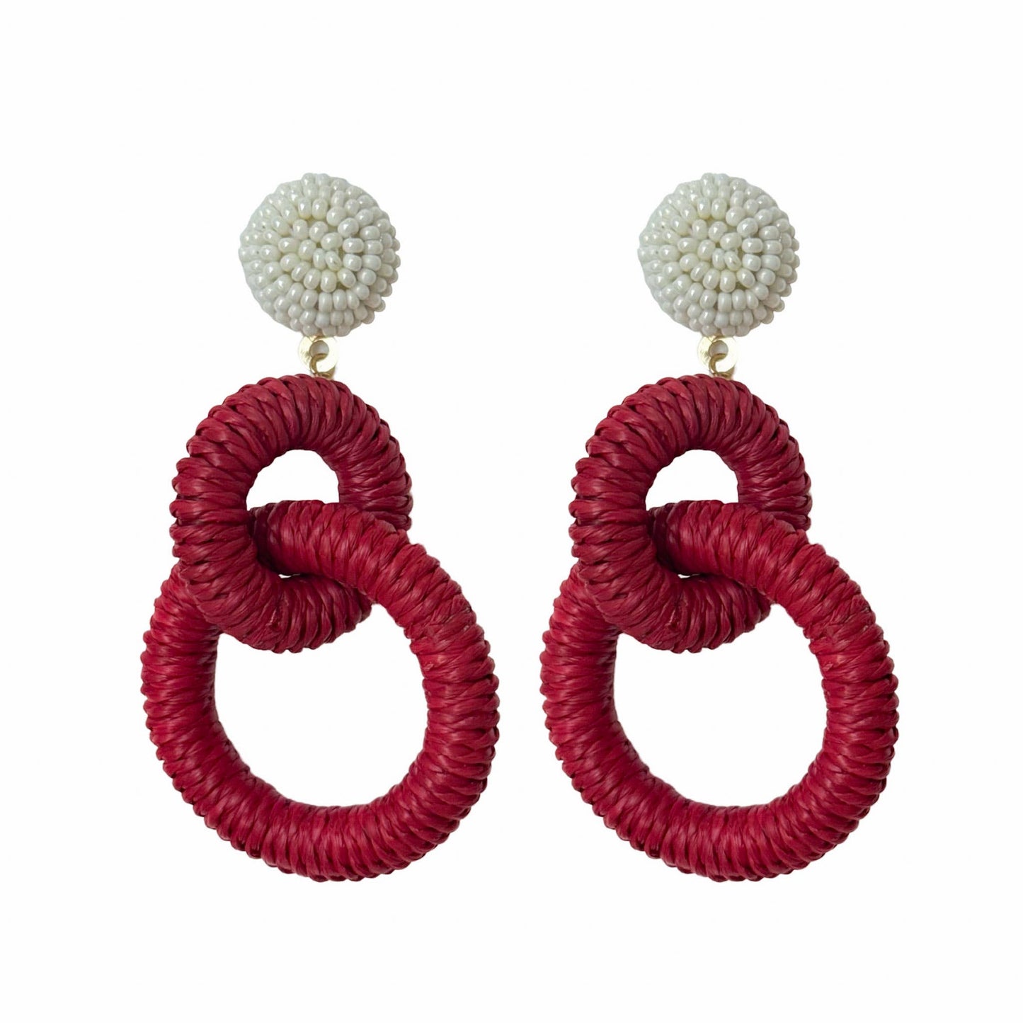 Earrings / Nantucket Raffia / Red